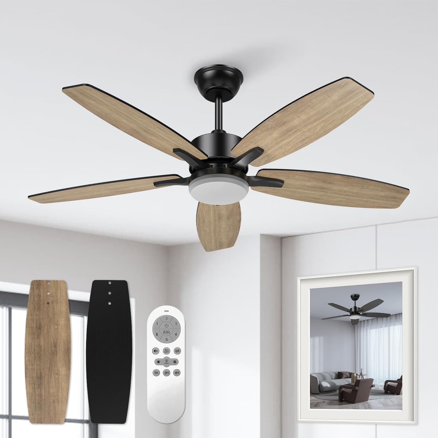 Ventilator tavani me pesë fletë druri