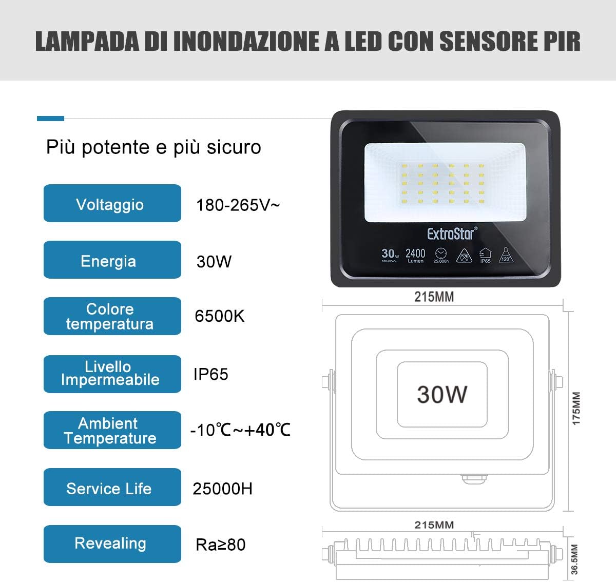 Dritë LED ExtraStar 30W IP65 2400 lumen — foto 3