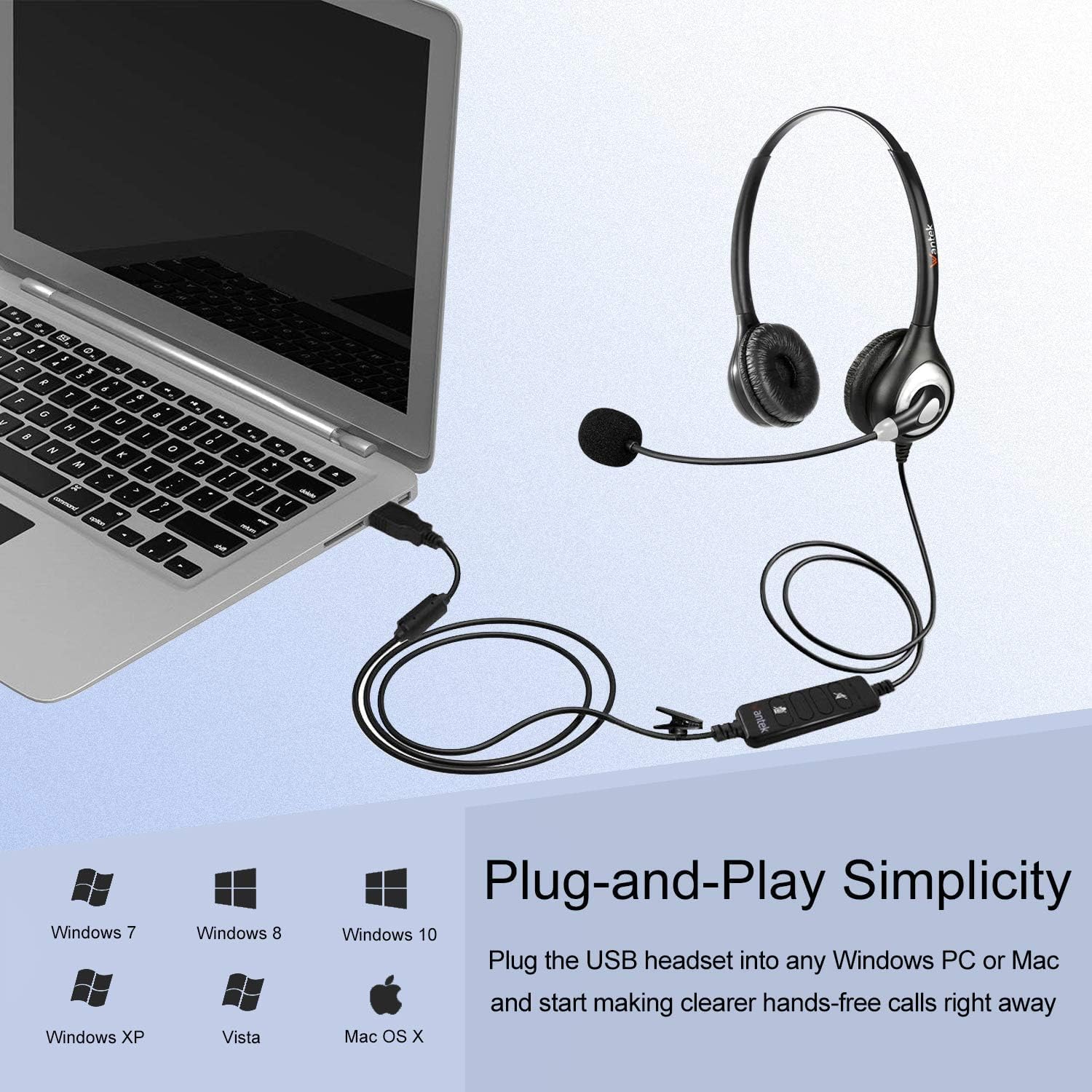 Kufje Wantek 602F Series Headset — foto 3
